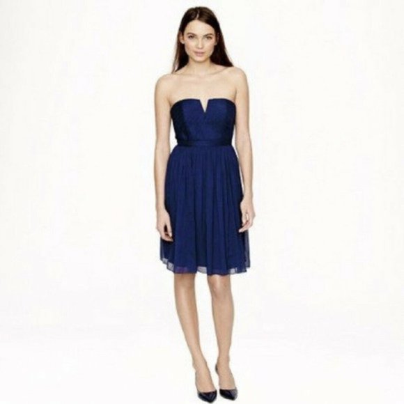 J. Crew Dresses & Skirts - J. Crew Navy Nadia Silk Chiffon Strapless Dress